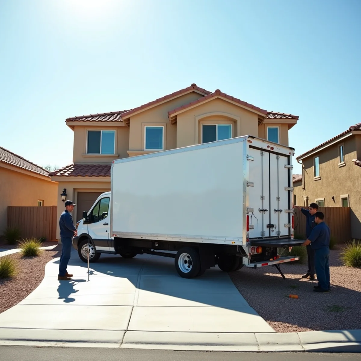 Emergency water damage restoration response truck staged at Las Vegas residential home